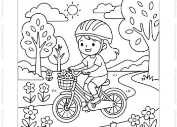 Tranh tô màu xe đạp cho bé