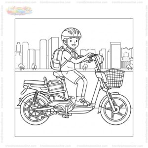 Tranh tô màu xe đạp điện Tranh tô màu xe đạp điện