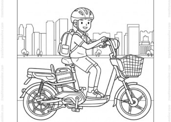 Tranh tô màu xe đạp điện