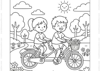 Tranh tô màu xe đạp đôi