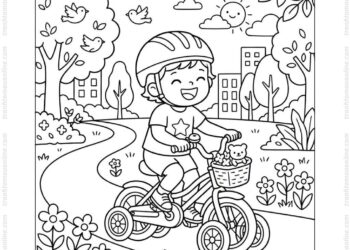 Tranh tô màu xe đạp trẻ em