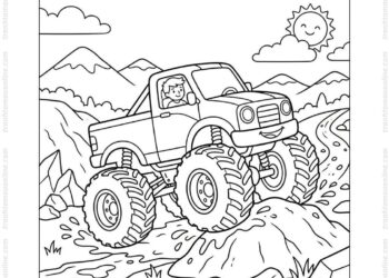 Tranh tô màu xe địa hình monster truck