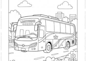Tranh tô màu xe khách limousine
