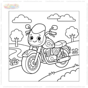 Tranh tô màu xe máy cute