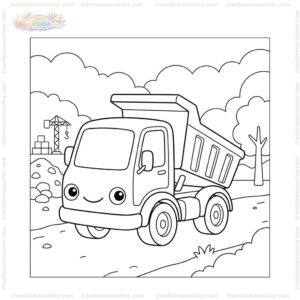 Tranh tô màu xe tải ben Tranh tô màu xe tải ben