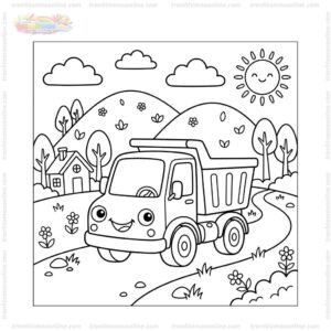 Tranh tô màu xe tải cute Tranh tô màu xe tải cute