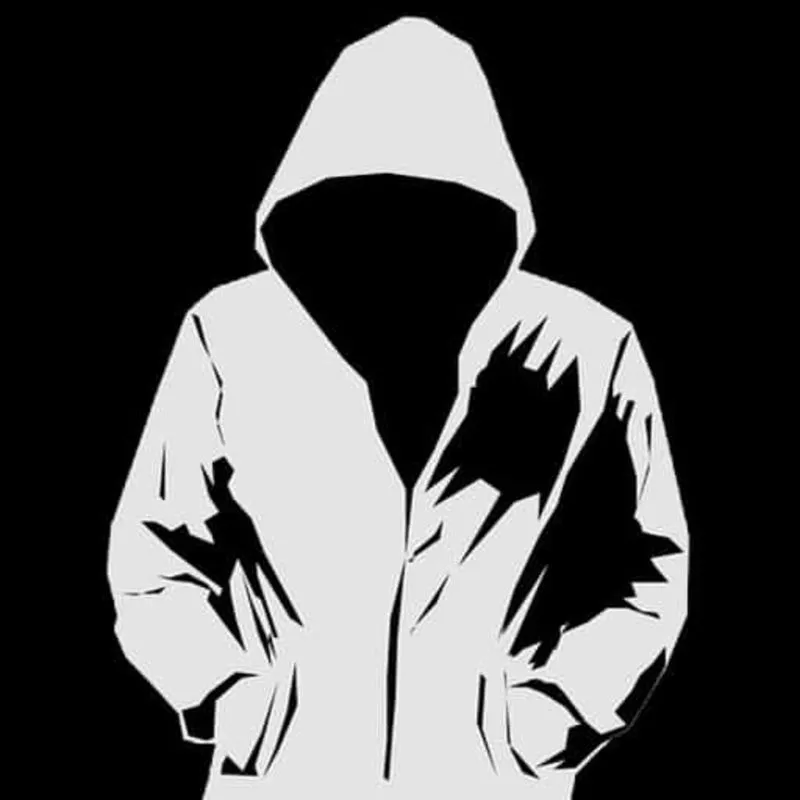 Hình ảnh minh họa vector một người mặc áo hoodie trắng, cúi đầu giấu mặt trong bóng tối