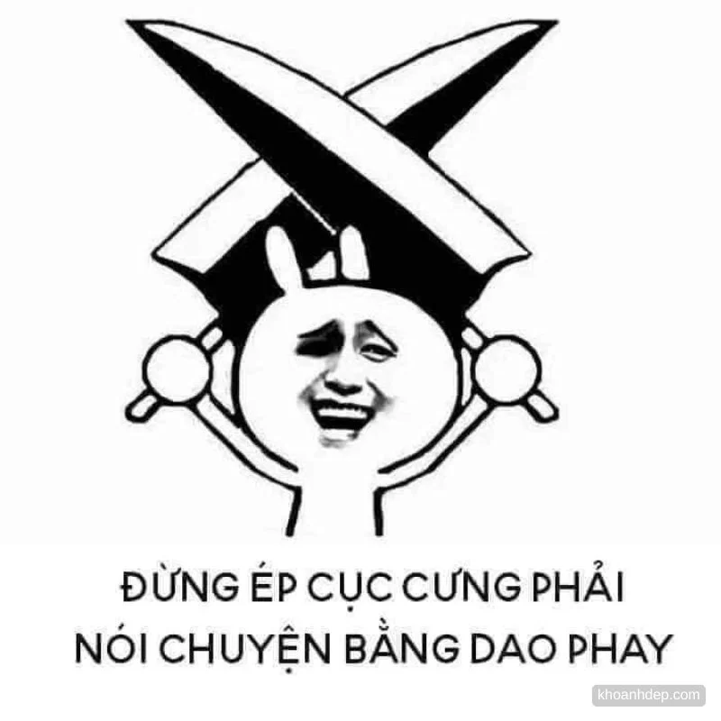 Nhân vật meme cầm dao phay chéo nhau cực bựa để đe dọa người xem