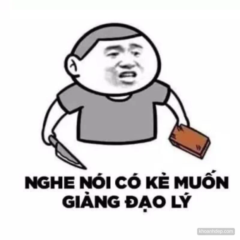Meme cầm dao kết hợp cầm gạch đe dọa cực bựa