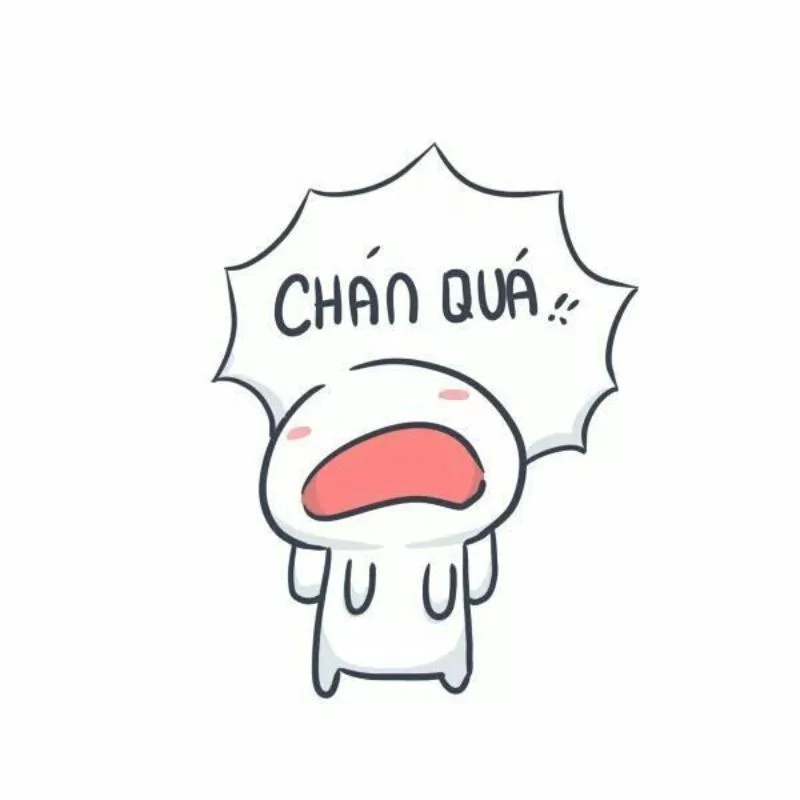 Meme chán với nhân vật hoạt hình trắng há miệng than vãn 'Chán quá!!