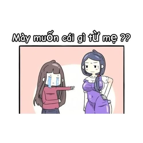 Meme dark hài hước về cuộc hội thoại bất ổn giữa hai mẹ con trong truyện