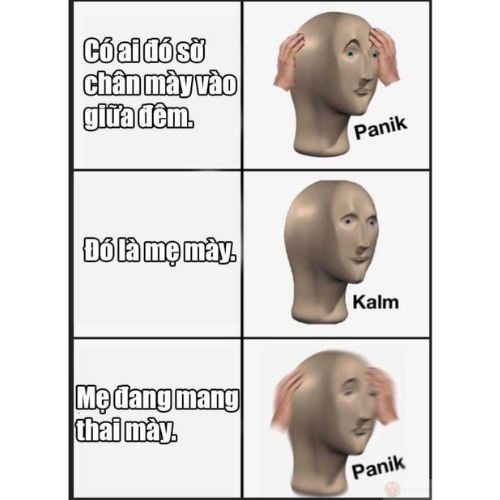 Meme dark đời sống chế về nỗi sợ hãi giữa đêm khi có người chạm vào chân