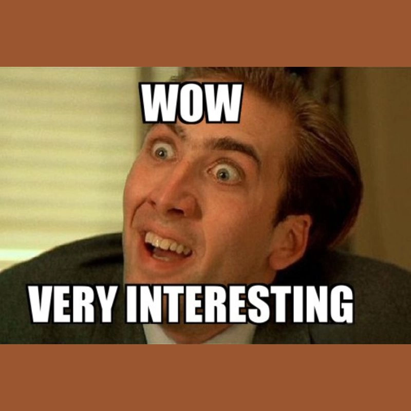 Meme wow hài hước diễn viên Nicolas Cage trợn mắt cười