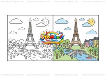 tô màu tháp eiffel