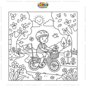 Tranh tô màu bảo vệ môi trường đi xe đạp