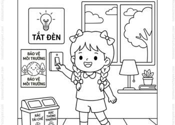Tranh tô màu bảo vệ môi trường tiết kiệm điện