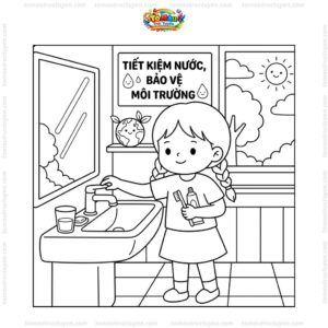 Tranh tô màu bảo vệ môi trường tiết kiệm nước
