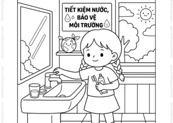 Tranh tô màu bảo vệ môi trường tiết kiệm nước
