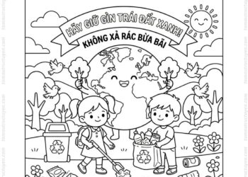 Tranh tô màu bảo vệ trái đất không xả rác
