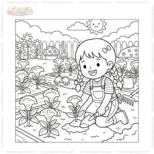 Tranh tô màu bé trồng hoa mào gà Tranh tô màu bé trồng hoa mào gà
