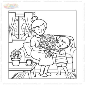 Tranh tô màu bó hoa mẫu đơn tặng mẹ Tranh tô màu bó hoa mẫu đơn tặng mẹ