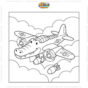 Tranh tô màu Bombardino Crocodilo cá sấu máy bay