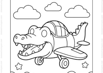 Tranh tô màu Bombardino Crocodilo cute