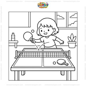 Tranh tô màu bóng bàn đơn giản
