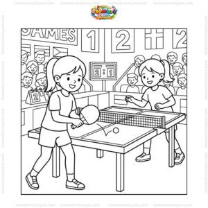 Tranh tô màu bóng bàn nữ