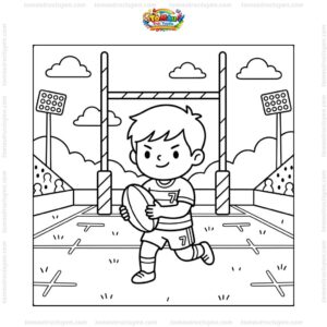 Tranh tô màu bóng bầu dục trên sân