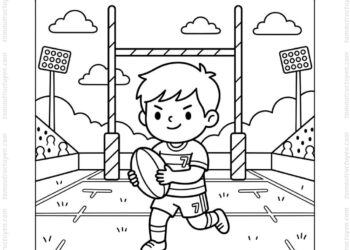 Tranh tô màu bóng bầu dục trên sân
