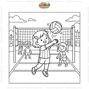 Tranh tô màu bóng chuyền chuyền bóng