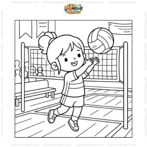 Tranh tô màu bóng chuyền đơn giản