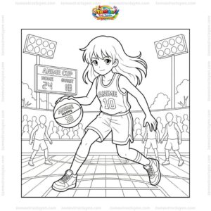 Tranh tô màu bóng rổ anime