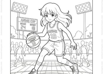 Tranh tô màu bóng rổ anime