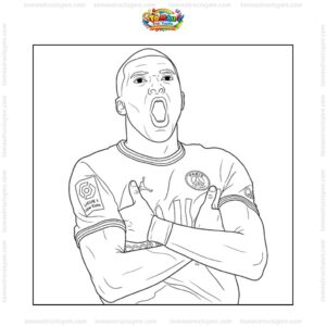 Tranh tô màu cầu thủ bóng đá thế giới Mbappe