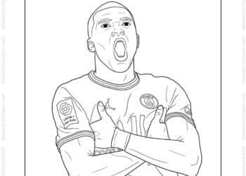Tranh tô màu cầu thủ bóng đá thế giới Mbappe