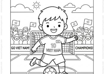 Tranh tô màu cầu thủ bóng đá Việt Nam cute