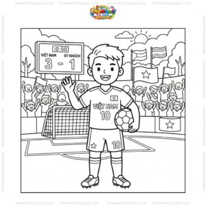 Tranh tô màu cầu thủ bóng đá Việt Nam đẹp