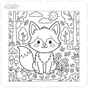 Tranh tô màu con cáo cute Tranh tô màu con cáo cute
