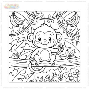Tranh tô màu con khỉ dễ thương Tranh tô màu con khỉ dễ thương