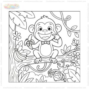 Tranh tô màu con khỉ hài hước Tranh tô màu con khỉ hài hước