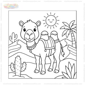 Tranh tô màu con lạc đà dễ thương Tranh tô màu con lạc đà dễ thương