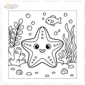 Tranh tô màu con sao biển chibi Tranh tô màu con sao biển chibi
