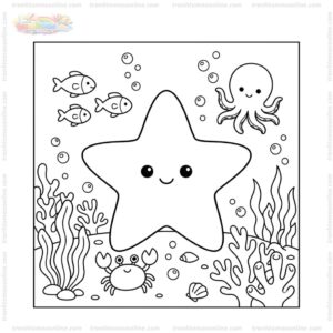 Tranh tô màu con sao biển kawaii Tranh tô màu con sao biển kawaii