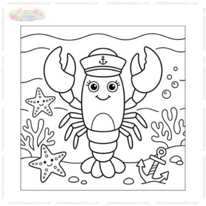 Tranh tô màu con tôm đội mũ thủy thủ Tranh tô màu con tôm đội mũ thủy thủ