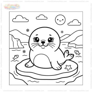 Tranh tô màu hải cẩu chibi