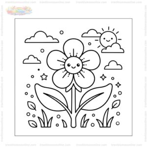 Tranh tô màu hoa cà tím đơn giản Tranh tô màu hoa cà tím đơn giản