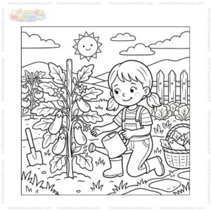 Tranh tô màu hoa chăm sóc hoa cà tím Tranh tô màu hoa chăm sóc hoa cà tím