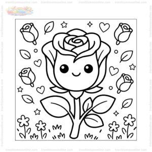Tranh tô màu hoa hồng chibi Tranh tô màu hoa hồng chibi